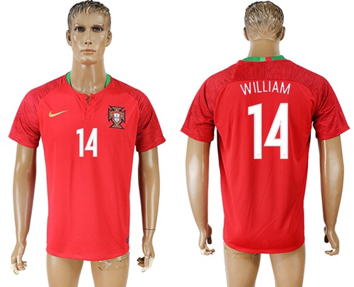 Portugal #14 William Home Soccer Country Jersey